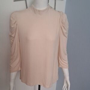 Evereve Soft Beige Blouse with Button Detail